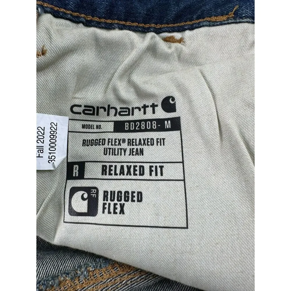 Carhartt Jeans Mens 32x34 Rugged Flex Relaxed Fit Utility Work Denim NWT BD2808